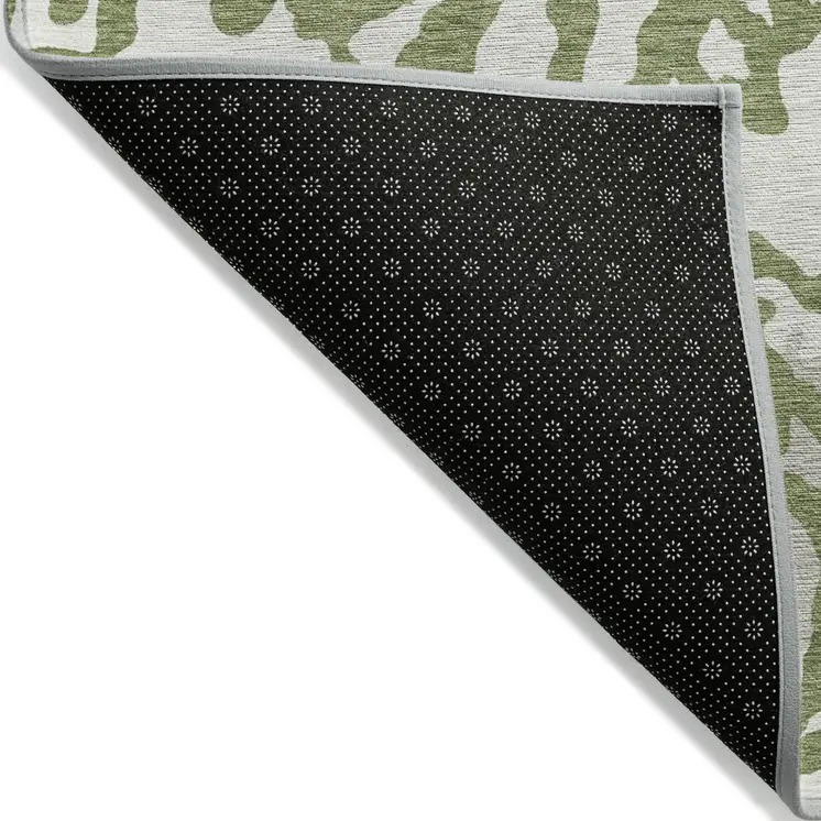 10' X 14' Green Gray And Ivory Animal Print Washable Indoor Outdoor Area Rug