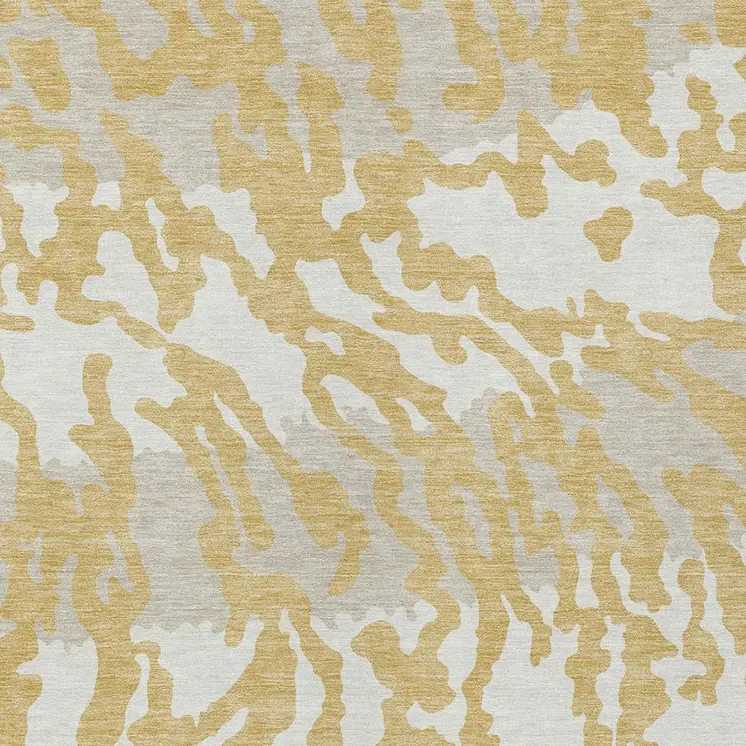 5' X 8' Gold Gray And Ivory Animal Print Washable Indoor Outdoor Area Rug