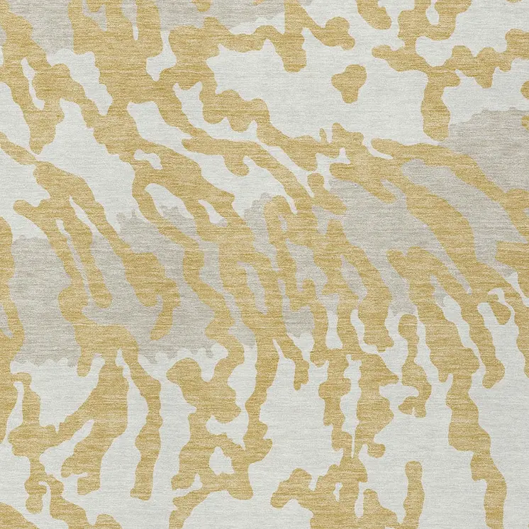 9' X 12' Gold Gray And Ivory Animal Print Washable Indoor Outdoor Area Rug