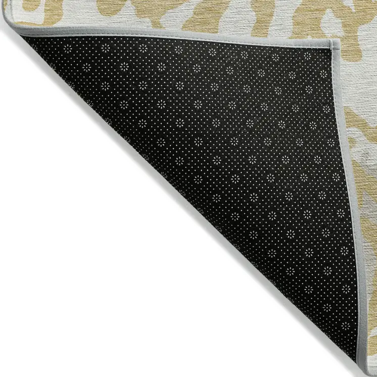 10' X 14' Gold Gray And Ivory Animal Print Washable Indoor Outdoor Area Rug
