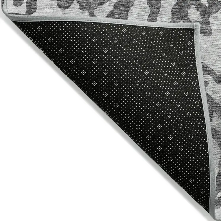 3' X 5' Gray And Ivory Animal Print Washable Indoor Outdoor Area Rug