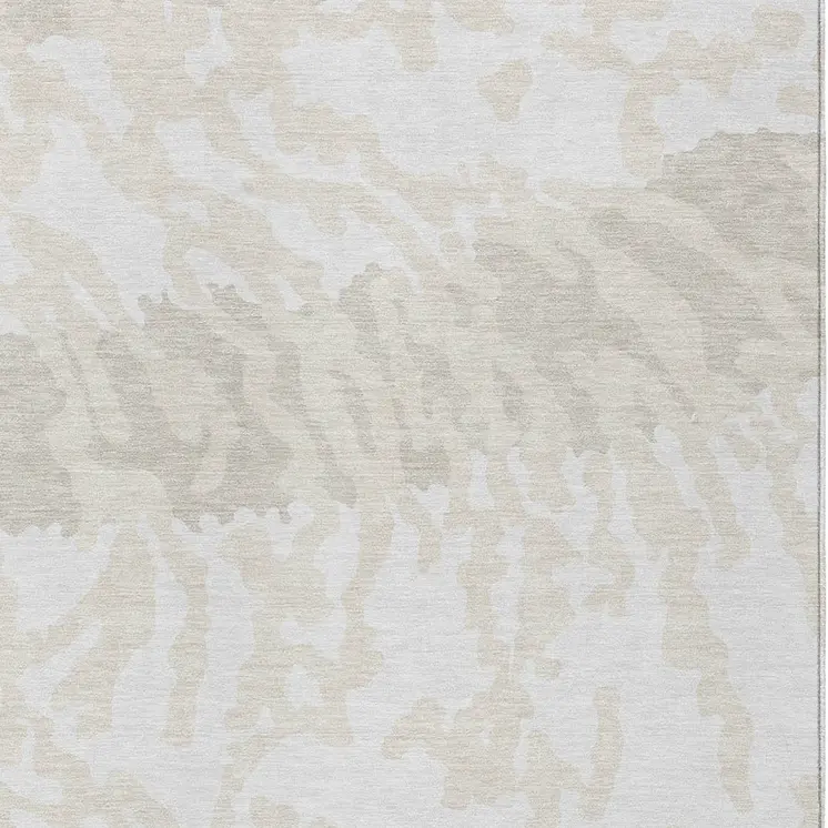 10' X 14' Ivory And Beige Animal Print Washable Indoor Outdoor Area Rug