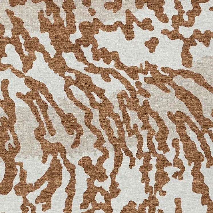 3' X 5' Brown Beige And Ivory Animal Print Washable Indoor Outdoor Area Rug