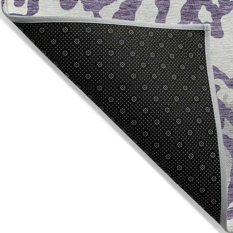 10' X 14' Purple Gray And Ivory Animal Print Washable Indoor Outdoor Area Rug