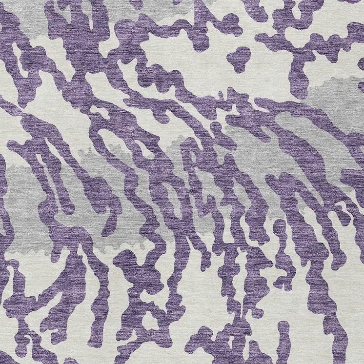 10' X 14' Purple Gray And Ivory Animal Print Washable Indoor Outdoor Area Rug