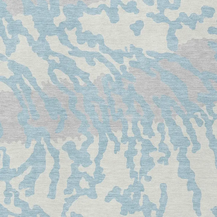 5' X 8' Sky Blue Gray And Ivory Animal Print Washable Indoor Outdoor Area Rug