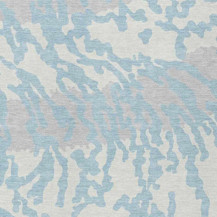 10' X 14' Sky Blue Gray And Ivory Animal Print Washable Indoor Outdoor Area Rug