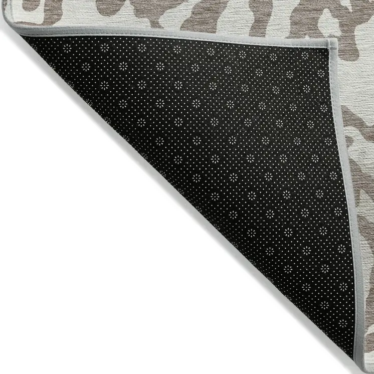 5' X 8' Taupe Brown And Ivory Animal Print Washable Indoor Outdoor Area Rug