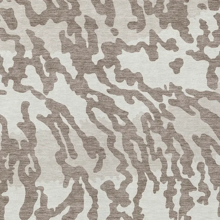 9' X 12' Taupe Brown And Ivory Animal Print Washable Indoor Outdoor Area Rug