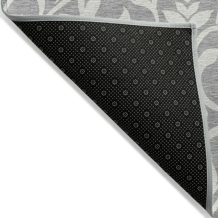 10' X 14' Gray And Ivory Floral Washable Indoor Outdoor Area Rug