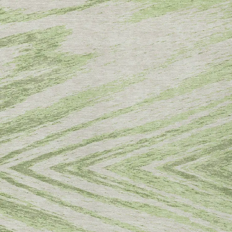 3' X 5' Artichoke Green And Gray Abstract Washable Indoor Outdoor Area Rug