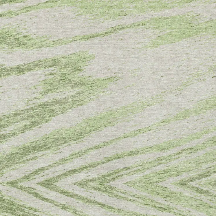 8' X 10' Artichoke Green And Gray Abstract Washable Indoor Outdoor Area Rug