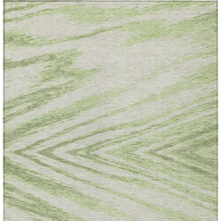 10' X 14' Artichoke Green And Gray Abstract Washable Indoor Outdoor Area Rug