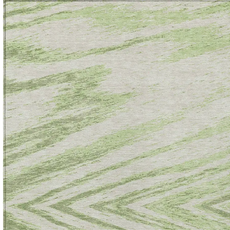 10' X 14' Artichoke Green And Gray Abstract Washable Indoor Outdoor Area Rug