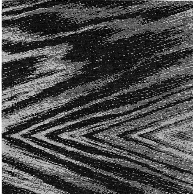 3' X 5' Black And Gray Abstract Washable Indoor Outdoor Area Rug