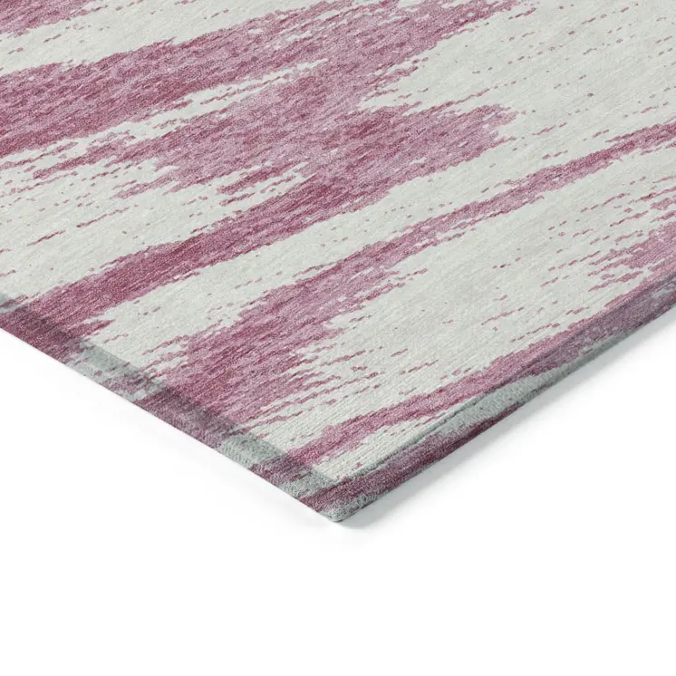 3' X 5' Blush And Ivory Abstract Washable Indoor Outdoor Area Rug