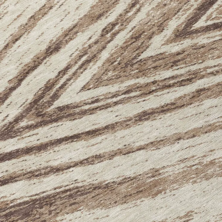 8' Brown And Beige Round Abstract Washable Indoor Outdoor Area Rug