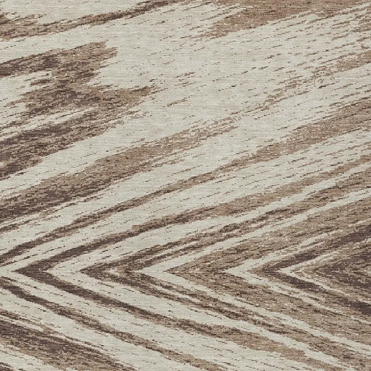 9' X 12' Brown And Beige Abstract Washable Indoor Outdoor Area Rug