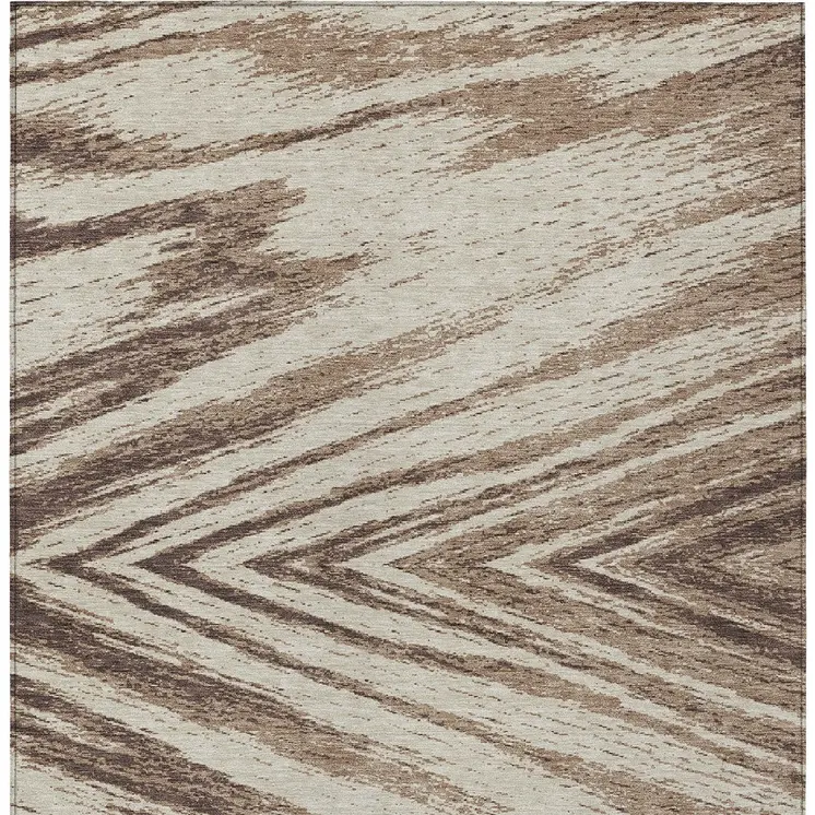 10' X 14' Brown And Beige Abstract Washable Indoor Outdoor Area Rug