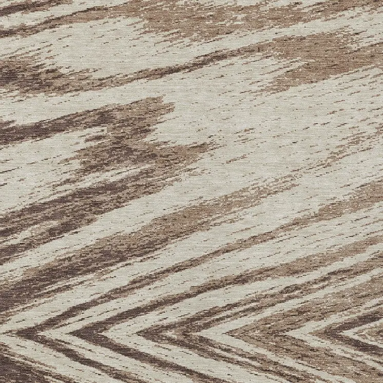 10' X 14' Brown And Beige Abstract Washable Indoor Outdoor Area Rug