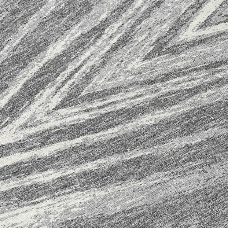 8' Gray And Ivory Round Abstract Washable Indoor Outdoor Area Rug