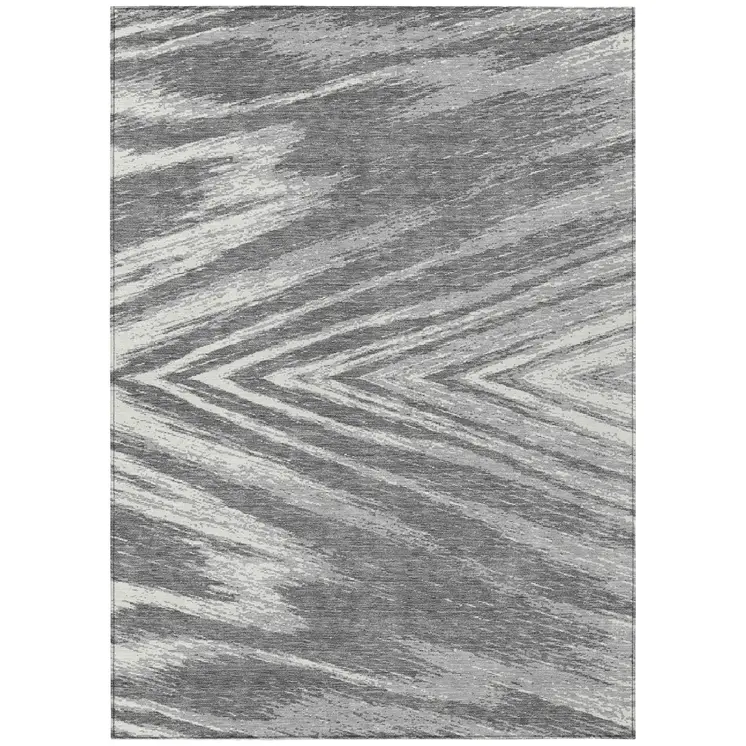 10' X 14' Gray And Ivory Abstract Washable Indoor Outdoor Area Rug