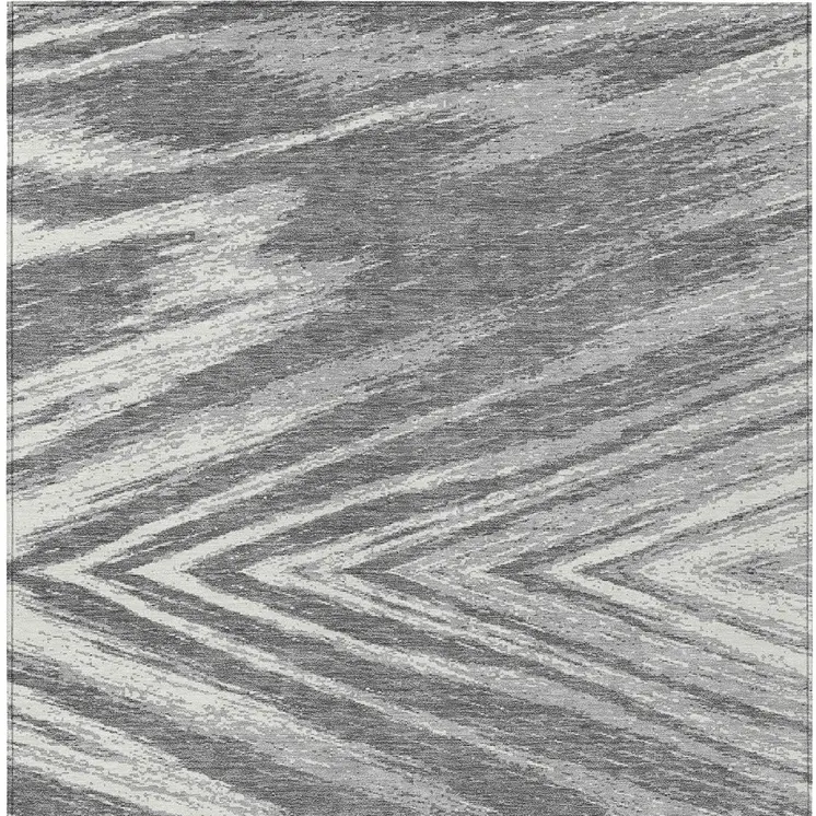 10' X 14' Gray And Ivory Abstract Washable Indoor Outdoor Area Rug