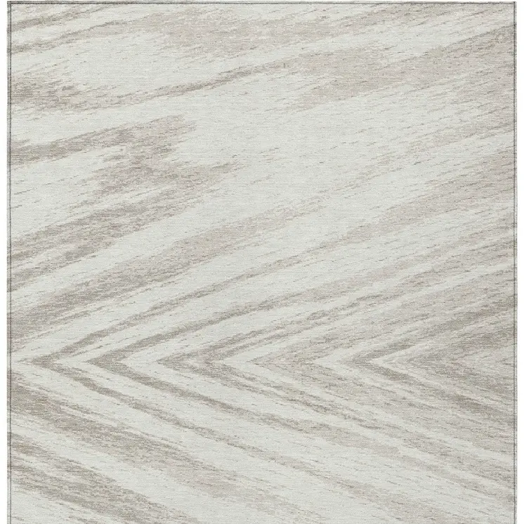 8' X 10' Ivory And Beige Abstract Washable Indoor Outdoor Area Rug