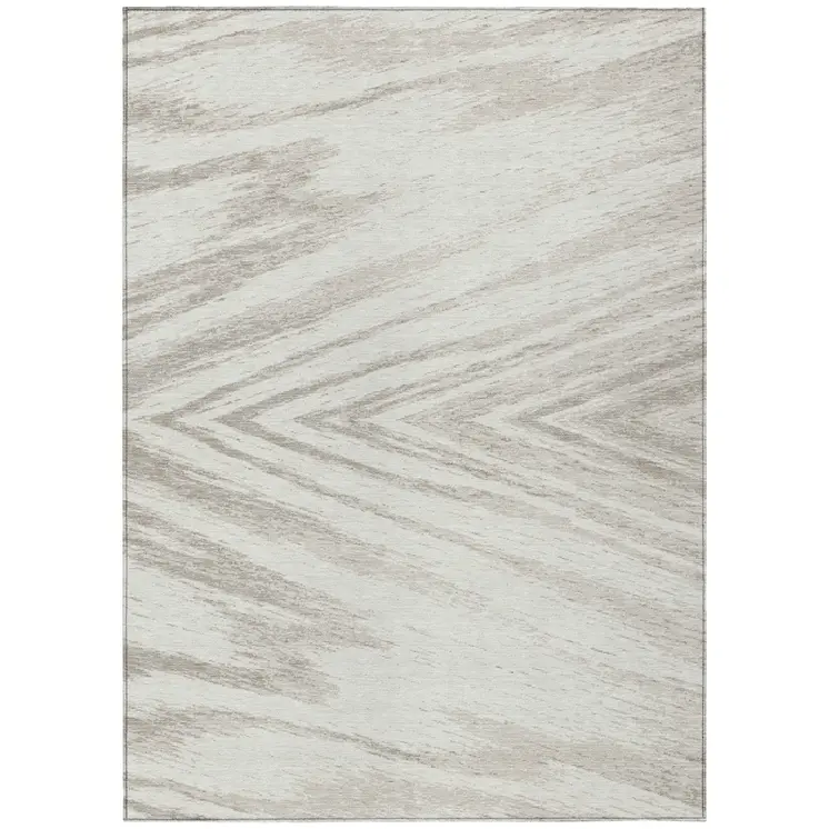 8' X 10' Ivory And Beige Abstract Washable Indoor Outdoor Area Rug