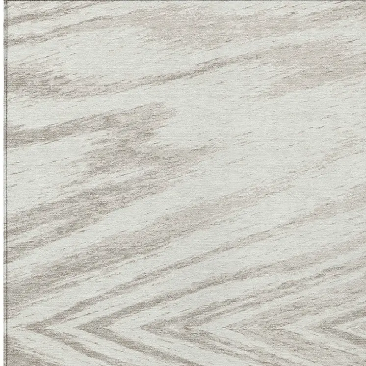9' X 12' Ivory And Beige Abstract Washable Indoor Outdoor Area Rug