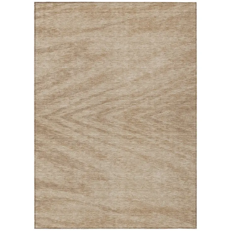 3' X 5' Khaki And Brown Abstract Washable Indoor Outdoor Area Rug