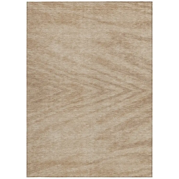 3' X 5' Khaki And Brown Abstract Washable Indoor Outdoor Area Rug