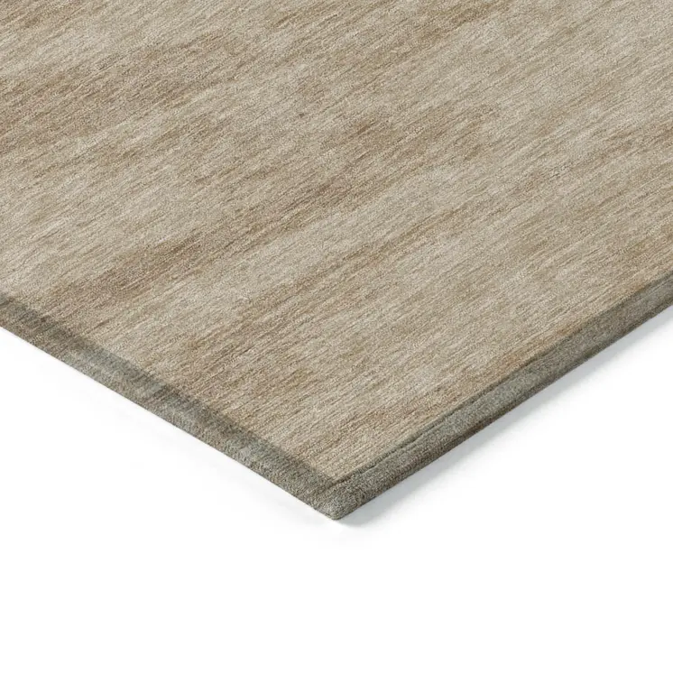 5' X 8' Khaki And Brown Abstract Washable Indoor Outdoor Area Rug