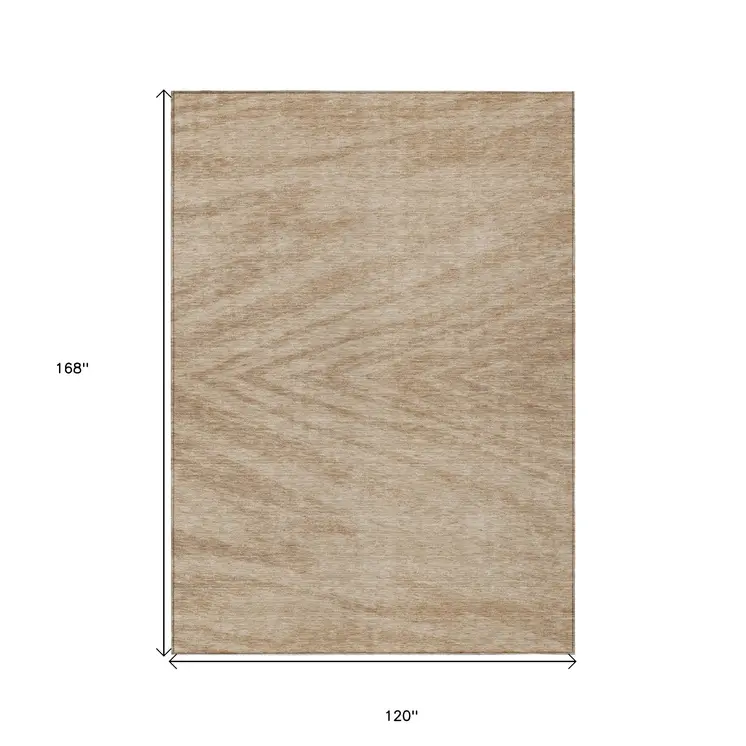 10' X 14' Khaki And Brown Abstract Washable Indoor Outdoor Area Rug