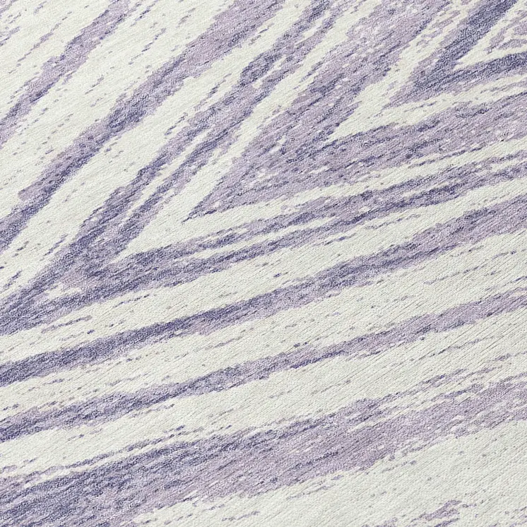 8' Lavender And Ivory Round Abstract Washable Indoor Outdoor Area Rug