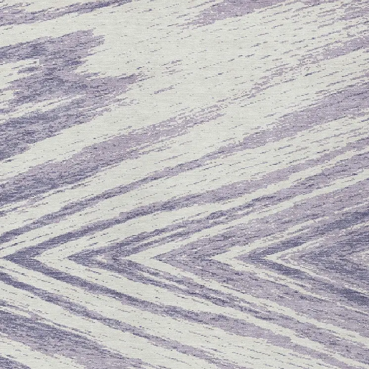 8' X 10' Lavender And Ivory Abstract Washable Indoor Outdoor Area Rug