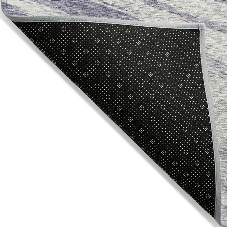 9' X 12' Lavender And Ivory Abstract Washable Indoor Outdoor Area Rug