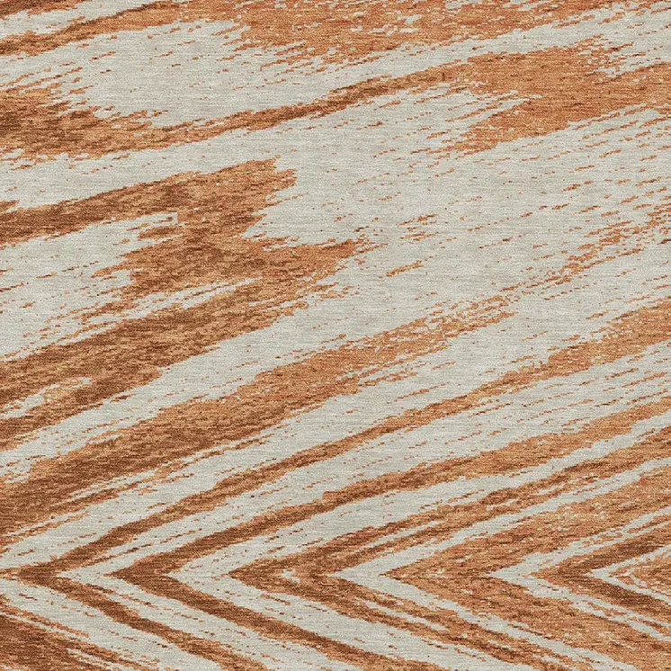 8' X 10' Orange Brown And Beige Abstract Washable Indoor Outdoor Area Rug