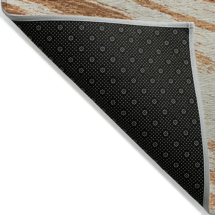 10' X 14' Orange Brown And Beige Abstract Washable Indoor Outdoor Area Rug