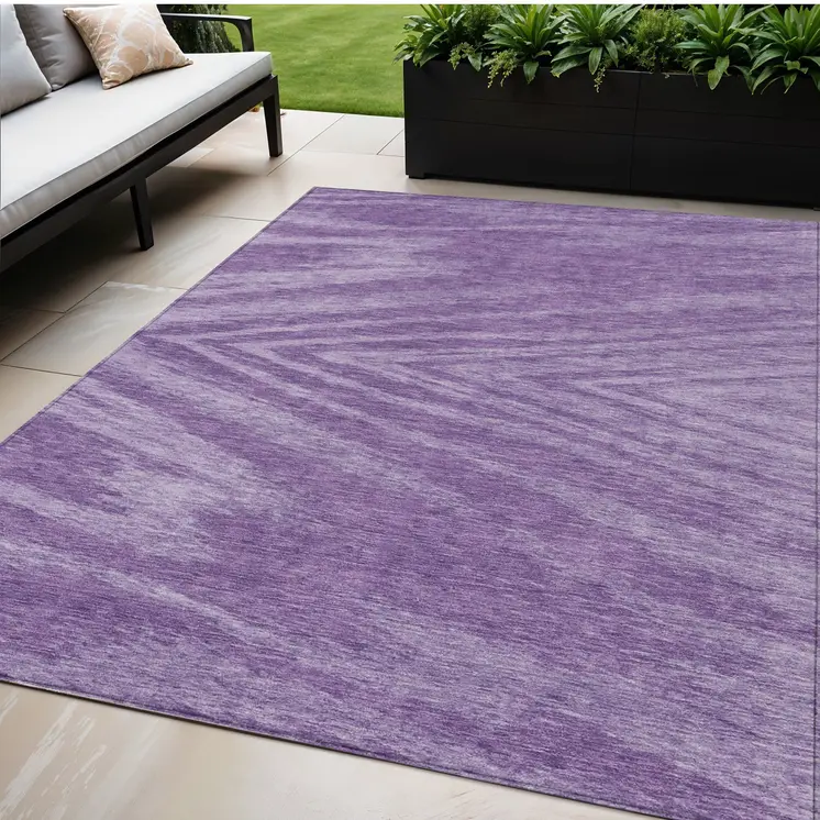 5' X 8' Purple And Ivory Abstract Washable Indoor Outdoor Area Rug