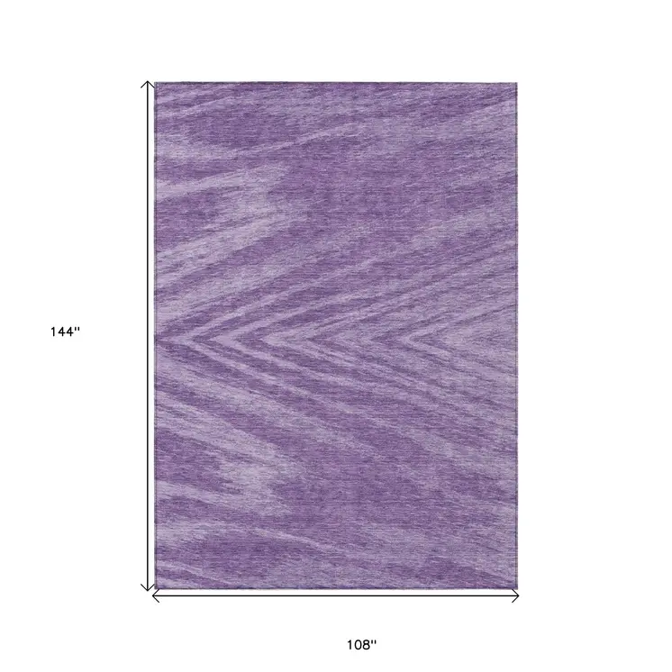 9' X 12' Purple And Ivory Abstract Washable Indoor Outdoor Area Rug