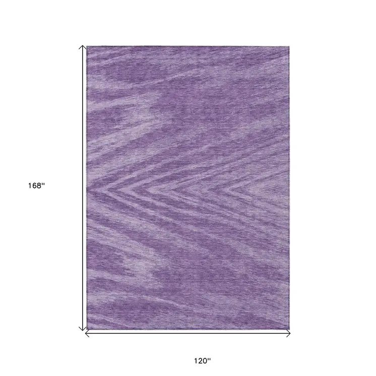 10' X 14' Purple And Ivory Abstract Washable Indoor Outdoor Area Rug