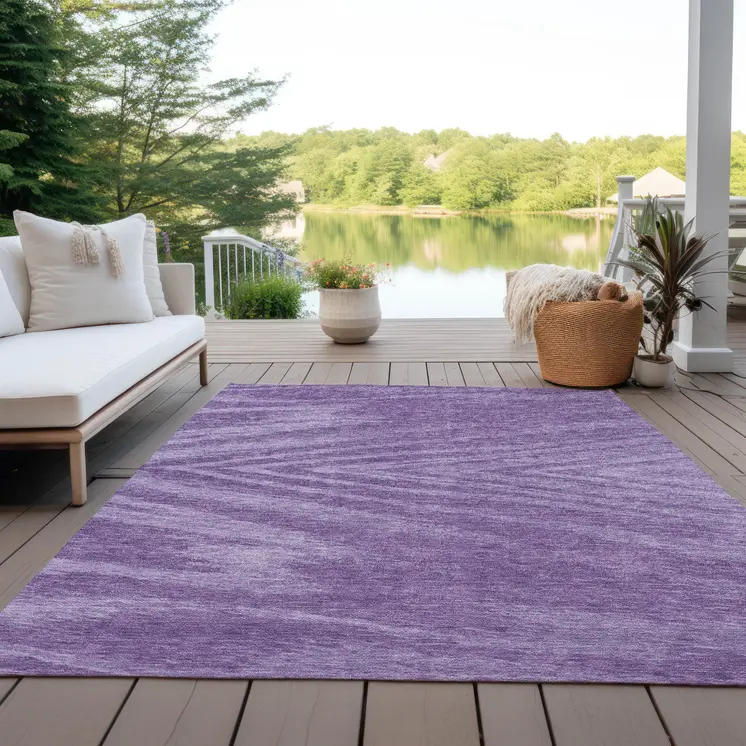 10' X 14' Purple And Ivory Abstract Washable Indoor Outdoor Area Rug