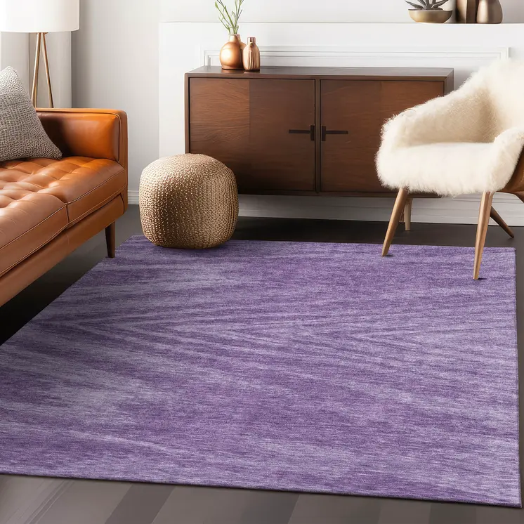 10' X 14' Purple And Ivory Abstract Washable Indoor Outdoor Area Rug