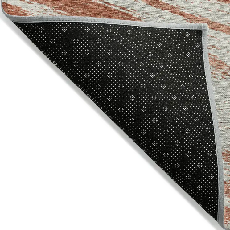 10' X 14' Salmon And Ivory Abstract Washable Indoor Outdoor Area Rug