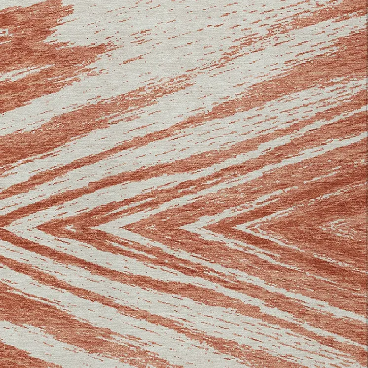 10' X 14' Salmon And Ivory Abstract Washable Indoor Outdoor Area Rug