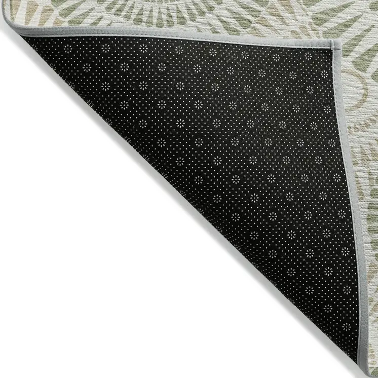 8' X 10' Artichoke Green Brown And Beige Geometric Washable Indoor Outdoor Area Rug