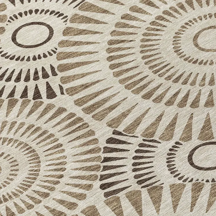 3' X 5' Brown And Beige Geometric Washable Indoor Outdoor Area Rug