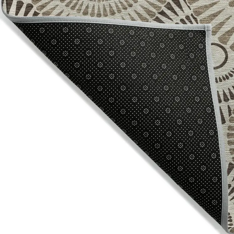 10' X 14' Brown And Beige Geometric Washable Indoor Outdoor Area Rug