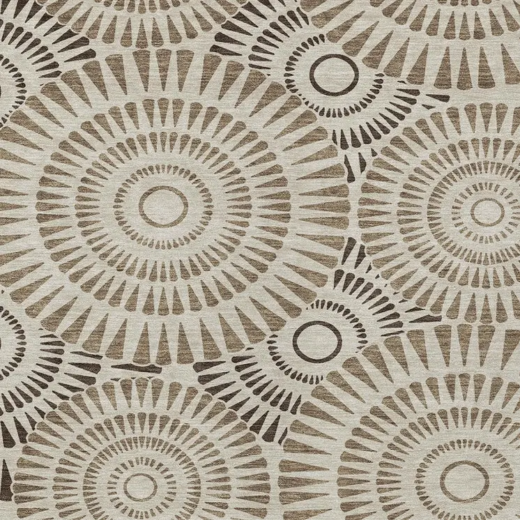 10' X 14' Brown And Beige Geometric Washable Indoor Outdoor Area Rug